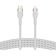 Belkin BoostCharge Pro Flex Braided USB Type C to Lightning Cable (1M/3.3FT), MFi Certified 20W Fast Charging PD Power Delivery for iPhone 14/14 Plus, 13, 12, Pro, Max, Mini, SE, iPad and More -White