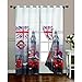 Produktbild Gardine für Innen mit Ösen London/London Stoff bedruckt Digital Größe 140 x 280 cm – Küche, Shop, Idee Geschenk, Büro, Wohnzimmer
