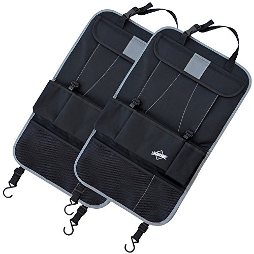 Auto-Rückenlehnenschutz (2 Stück) Sitz Organizer | Auto-Organisator Kinder | Auto-Organizer mit iPad / Tablet-Fach, 2er Set – Rücksitz-Schoner von Globeproof®