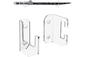 Tissting 2 Pcs Sword Wall Mount Holder, Acrylic Display Rack Stand Hook Hanger with Expansion Pipes, Samurai Flat Blade Display Stand for Saber Tanto Rapier