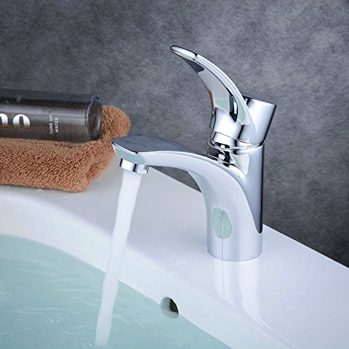 Beelee BL6786 Messing Chrom Wasserhahn Einhebelmischer Waschtischbatterie Waschtischarmatur Handwascharmatur Bad Armatur Normaldruck-Waschbeckenarmatur Badarmatur