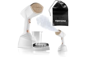 VERTENZ Aura 50 | Steamer Tragbarer Dampfglätter | Konstante Dampfleistung 45g/min | 2000W | 360ml | 2m Kabellänge | Dampfbürste | 40s Schnellaufheizender | Dampfbügler Reise | inkl. Tasche | Weiß