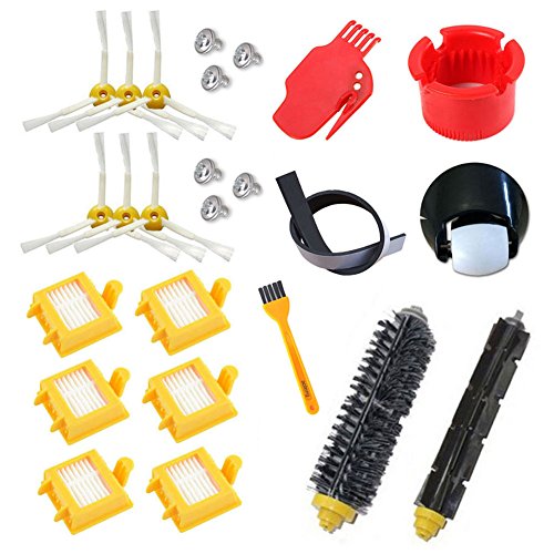astor Rueda HEPA Fiters Kit para iRobot Roomba 700 serie 760 770 780 790, pincel de cerdas, flexible Beater Cepillos 6-Armed 3-Armed Side cepillo de repuesto