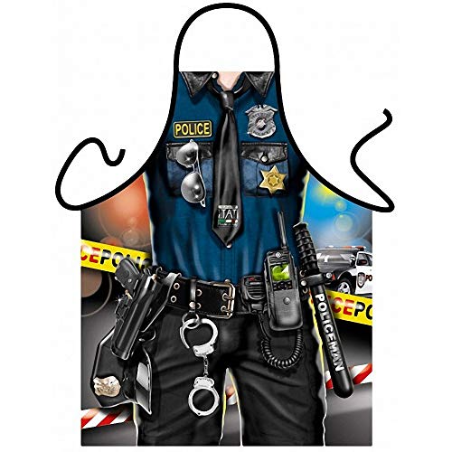 ITATI Delantal Sexy Hombre Parrilla Barbacoa Delantal de Cocina Antimanchas para Hombre, Modelo Policía, Medidas 75 x 58 cm