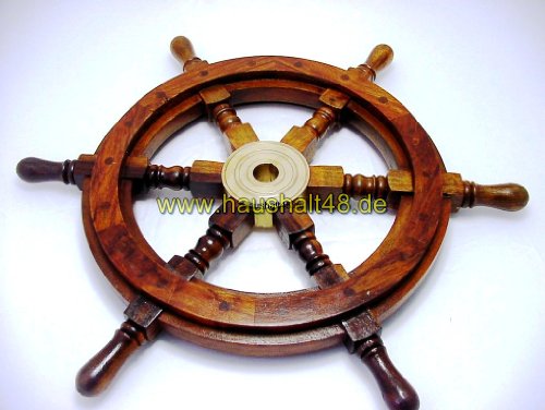 großes STEUERRAD 47 cm massiv aus edelem Holz BOOT SCHIFF Pirat Lenkrad von Haushalt48 - 3