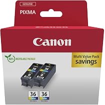 Canon CLI-36 Twin Vorteilspack – 2 Original Farbpatronen, 12 Ml, Für Bis Zu 498 Seiten