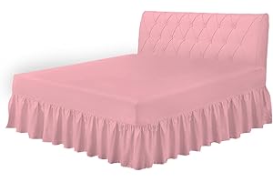 COTON MODE Pink Single Valance Sheet - Easy Care Frilled Base Fitted Valance Sheet 92CM x 190CM - Poly Cotton Bed Skirt Valance Sheet