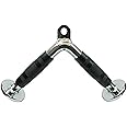 Max Strength Barbel Machine Cable Attachment Pro Grip Revolving Non Slip Handle Bar Pro Grip Revolving pull down Lat Bar-Silver, for Bicep Tricep