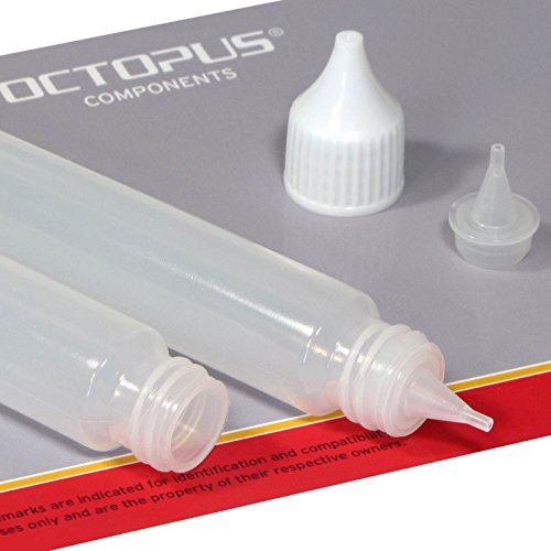 10 x 30 ml LDPE Kunststoffflaschen zum Befüllen von E-Zigaretten E-Liquids, Stiftflaschen / PEN Bottles / Liquidflaschen m. weißen Deckeln, im Hosentaschenformat / Pocket Style inkl. 10 Beschriftungsetiketten - 2