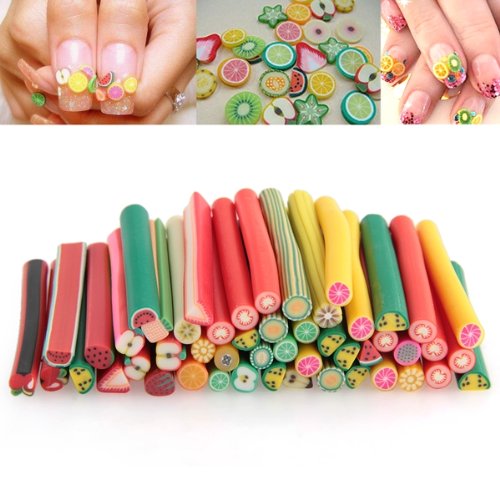 TOOGOO(R) 50PCS Fruit Nail Art Fimo Canes Rods Sticks Stickers Tips 3D Decoration