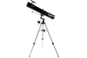Celestron 21045 PowerSeeker 114EQ - Teleskop PowerSeeker 114EQ zawiera dwa okulary, soczewke Barlowa, statyw z regulacja wysokosci i elegancka tacke na akcesoria, czarny