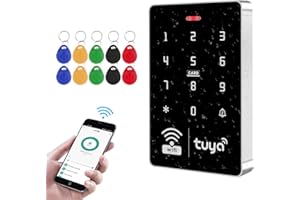 FUSYTULY WiFi Tuya RFID-Zugangskontrolltastatur IP68 wasserdicht, Dual-Frequenz 125 kHz / 13,56 MHz Touch-Passwort-Zugangskontrolle, Telefon Smart App Entriegelung Türsystem