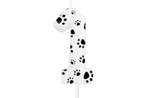 MCISKIN Black White Dog Paw Number Birthday Candles, Dog Paw Print Themed Birthday Candles, Birthday 1st Candles Cake Topper for Boy Girl Birthday Decoration Dog Pet Party Supplies