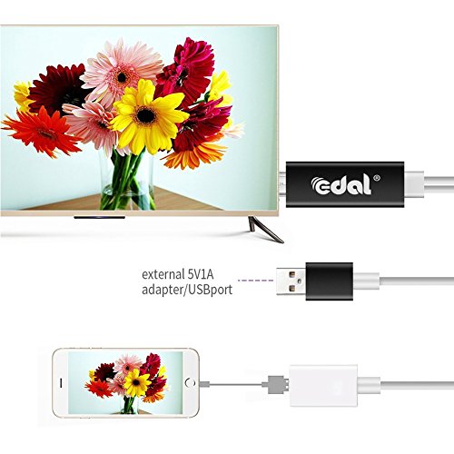 Lightning to HDMI Adapter Kabel, Kasit Lightning Digital AV auf HDMI 1080P Kabel für iPhone 7 7 plus 6s 6s plus 6 6 plus 5 5c 5s SE, iPad Air / Mini / Pro (Plug & Play) – Schwarzer - 4