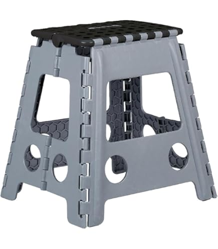 Sgabello Pieghevole H&H Grigio/Nero - 34x36x47 Cm, Peso Max 120 Kg - Foto 7