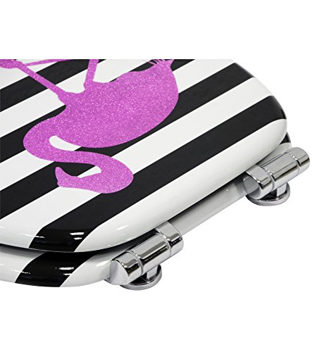 WC Sitz mit Absenkautomatik, hochwertige Oberfläche, einfache Montage, stabile Scharniere, Flamingo - 5