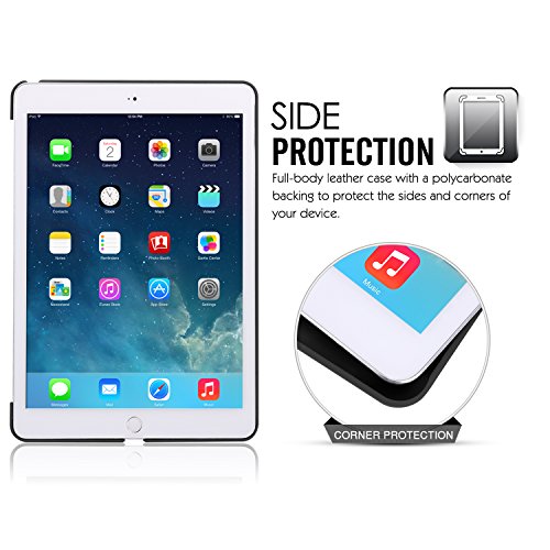 MoKo Hülle für Apple iPad Air 2 – Ultra Slim Kunstleder Schutzhülle Leder Hülle Tasche Ledertasche Etui Smart Case Cover mit Standfunktion Auto Sleep/Wake up Funktion für Apple iPad Air 2/iPad 6, Schwarz - 5