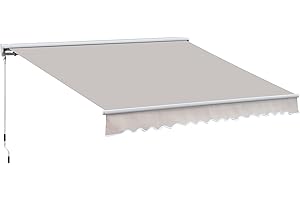 Outsunny 3.5 x 2.5m Electric Garden Door Awning Half Cassette Outdoor Retractable Canopy Patio Shelter w/Remote Controller Cream White