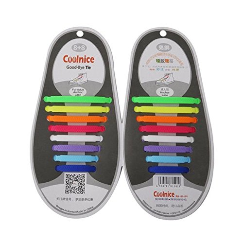 Preisvergleich Produktbild PIXNOR 16 Stück Regenbogen Elastische Schnürsenkel aus Silikon - Keine Krawatte