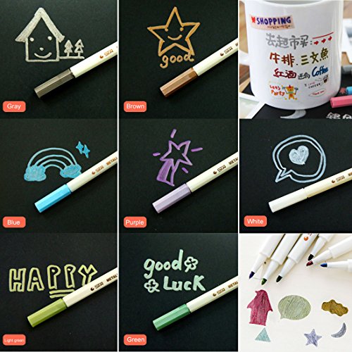 Audel Metallic Marker Pens, Satz von 10 Farben für Kartenherstellung DIY Fotoalbum Gebrauch auf irgendeiner Oberfläche-Papier Glas Kunststoff Keramik - 2