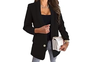 Minetom Femme Élégant Blazer à Manches Longues Slim Fit OL Bureau Affaires Veste De Costume Manteau Cardigan Blouson Jacket