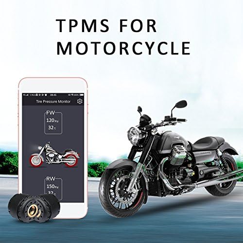 Motorcycle Bluetooth Tire Pressure Monitoring System TPMS Mobile Phone APP Detection External Sensor Bluetooth 4.0 TPMS with 2 Tire Sensors for Motorcycles