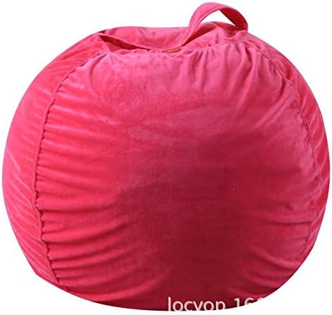Spacious Stuffed Animal Storage Bean Bag - Soft Comfy Plush Fabric Kids Prefer Over Canvas - Replace Your Mesh Toy Hammock or Net - Store Blankets &amp; Pillows Too (Pink, 26'')
