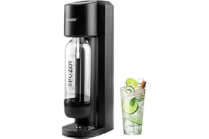 GREATWHIP Spozer Sparkling Water Maker Soda Maker With 1 Litre Reusable BPA-Free Bottle Compatible With Any Screw-in 60L CO2 Cylinder Exchanger -Black