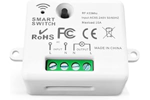 TEDELIGO Kit de interruptor de luces inalámbricas (1receptor) fácil de instalar AC 220 V 230 V 240 V 10 Amp 2000 W Mini receptor control para luces, lámparas, ventiladores, electrodomésticos