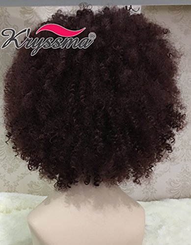 K’ryssma Burgundy Curly Wigs for Black Women High Quality Long Synthetic Hair Cheap Kinky Curly Wig uk - 3