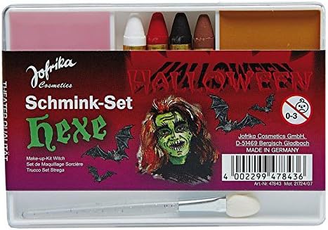 Halloween Witch Make-Up Set (4 Colours with undercoat Brush-Abschminke Theatre quality)