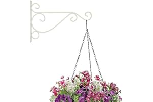 Bestenrose 2 Pack 10" Iron Hanging Plants Bracket Decorative Wall Planter Hanger Hooks with Screws for Bird Feeder Lanterns Wind Chimes Black (4 pcs White)