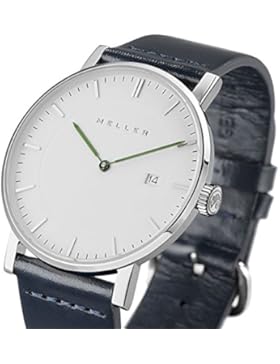 Meller Unisex Dag Marine minimalistische Armbanduhr mit weißer Analog-Anzeige und Lederband