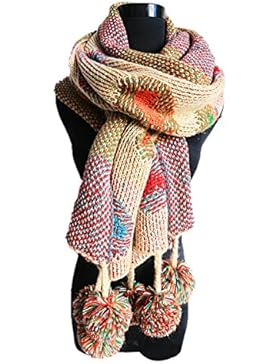 Butterme Langer Schal Damen Strickschal Warmer Winterschal Halstuch Bunten Punkt Polka Dot Gestrickt Bohemia Schlauchschal...