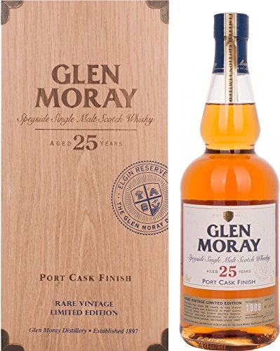 Glen Moray 25 Years Old Port Cask Finish Rare Vintage Limited Edition in Holzkiste (1 x 0.7 l)