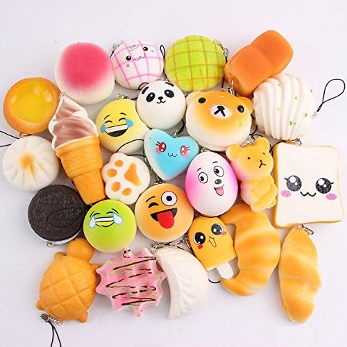 Cute Squishies by Babycreeps Mochi Squishy, Kawaii Mini Slow Rising Squeeze Toy, Squishies Toy Assortment - Random 30 Pcs