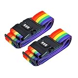 Las correa para maletas de viaje son de un brillante color del arcoíris, será fácil ubicar las maletas en la cinta transportadora con estas cintas de equipaje de colores brillantes.