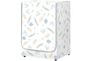 Odot Washer Dustproof Cover Front Load, Washing Machine Dryer Protector Sunscreen Waterproof Tumble Dryer Case Protective Cover for Most Front Loadi (leaf,L-capacity 10.5~12kg)