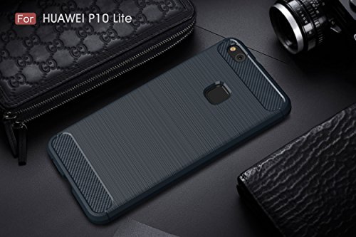 Huawei P10 Lite Funda  SMTR Calidad premium Cubierta Delgado material de silicona Funda Protective Case Cover  Dise  o durable   M  xima protecci  n contra golpes  para Huawei P10 Lite - Azul