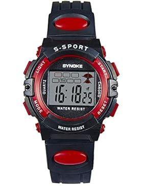 Souarts Kinder Sport Digitaluhr LED Uhr mit Wecker Multifunktion Silikon Armband Digital Display uhr für Jungen...