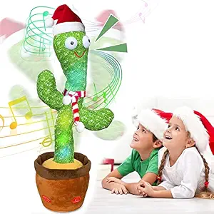 REXERA Dancing Cactus Talking Toy, Cactus Plush Toy, Wriggle Singing Recording Repeat What You Say Funny Education Toys for Babies Children Playing, Home Decorate (Cactus Toy) (Christmas Cactus)