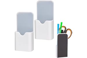 LUTER 2pcs Magnetic Pen Marker Holders, Dry Erase Marker Magnetic Cup Holder Organizer Home Office Supplies for Refrigerator Whiteboard Locker (White)