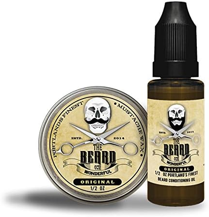 Premium Moustache Wax and Beard Oil Set. Portland Moustache Wax (15ml tin) & Conditioning Beard Oil (15ml) Money Saving Set from The Beard and The Wonderful.