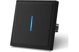 MVAVA Lichtschalter 1 Fach 1 Weg, Lichtschalter Unterputz mit Federanschlüsse, Seidig-Matte Wandschalter mit LED Kontrollleuchte, 80mm*80mm Schwarz, M3-Serie