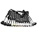 MSQ Professional 32pcs Animal Hair Makeup Brush Set Natural Wood Handle With PU Leather Case