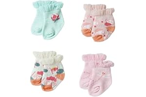 ‎BABY ANNABELL Zapf Creation 70311 Baby Annabell Socken 2er Pack 43 cm, Puppen zubehör, 1 Set bestehend aus 2 Paar, Set 1 in Pink mit Seerosenmotiv oder Set 2 in Mint mit Scha-fmotiv, Farbe nicht frei wählbar.
