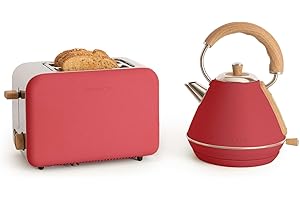 CREATE/PACK TOAST RETRO + KETTLE RETRO M/Toaster Rot mit Wasserkocher Rot/Wasserkocher 1L
