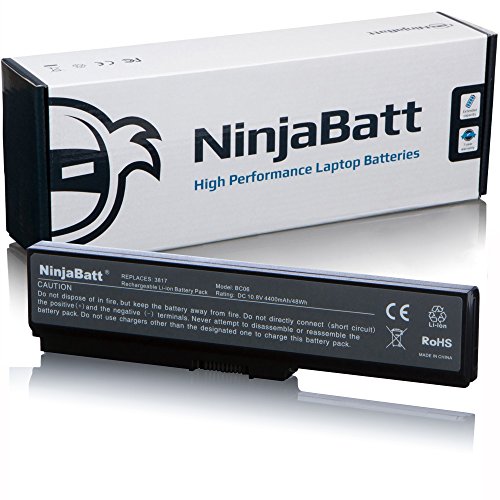 NinjaBatt New Laptop-Akku für Toshiba PA3817U-1BRS PA3819U-1BRS PA3817U-1BAS PA3818U-1BRS PA3816U-1BRS Satellite C650 C650D C655 C655-S5049 C660 – High Performance [6 Zellen/4400 mAh/48 Wh]