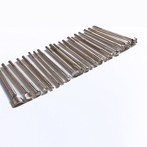 Leder neues heißes 20pcs DIY Leder arbeiten Sattel, die Werkzeuge Schnitzen Leder Briefmarken handgemachte Kunst-Werkzeuge(Silber)
