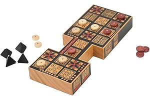 MASTERS TRADITIONAL GAMES Masters Replica Royal Game of Ur Board Game with Pyramid Dice - Features Authentic Design with Solid Wood Board and Wooden Pieces